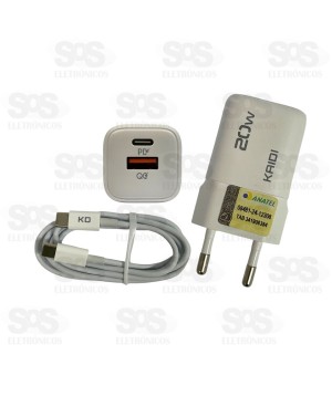 Carregador Turbo 20W Com Cabo Type C Kaidi CQ-1501CC