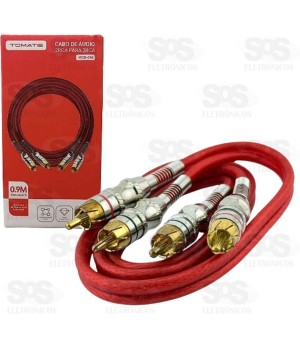 Cabo de Áudio 2x2 RCA 0,9m Tomate MCB-046