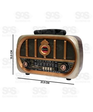 Rádio Retrô Portátil 5W Bluetooth Ministar MS-6687BR