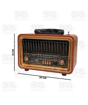 Rádio Retrô Portátil 8W Bluetooth Ministar MS-0773BT