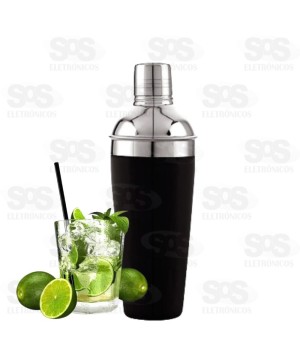 Coqueteleira Preta 500ml em Aço Inox Livon 1154