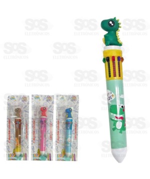 Caneta Com 10 Cores Dinossauro Polibrinq SCB223