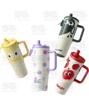 Garrafa Térmica Com Boca Dupla 900ml Estampas Variadas WU-476