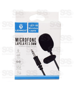 Microfone de Lapela Entrada P2 3.5mm Lehmox- LEY-58