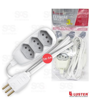Extensão Elétrica Tripla 2P+T 3 Metros Luster 2172