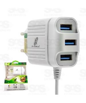 Carregador Micro USB V8 Ultra Rápido 4.1A 3 USB X-cell XC-UR13