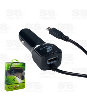 Carregador Micro USB V8 Veicular Rápido 2.5A  Com USB X-cell  XC-V-01