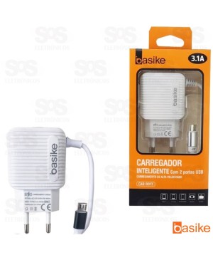 Carregador Micro USB V8 3.1A 2 USB Basike car-9013