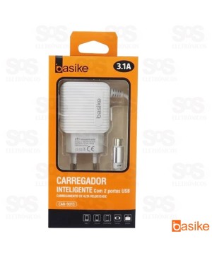 Carregador Micro USB V8 3.1A 2 USB Basike car-9013