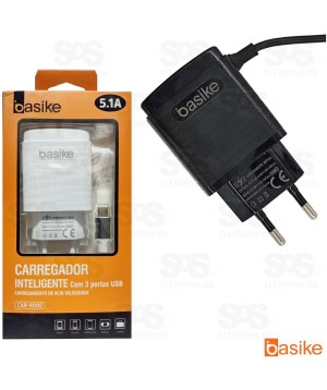 Carregador Micro USB V8 5.1A 3USB Basike car-9002