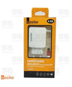 Carregador Micro USB V8 4.8A 2 USB Basike car-9021