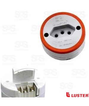 Tomada De Sobrepor 10A/250V Redonda 2P+T Cinza E Laranja Luster 1080