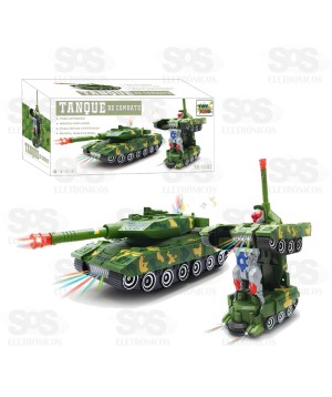 Tanque De Combate  Vira Robô Com Música E Luzes Toy King 1592