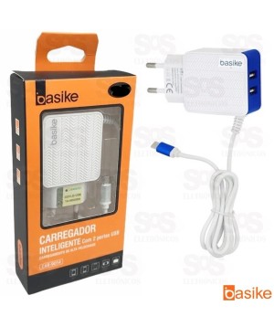 Carregador Micro USB V8 4.8A 2 USB Basike car-9010