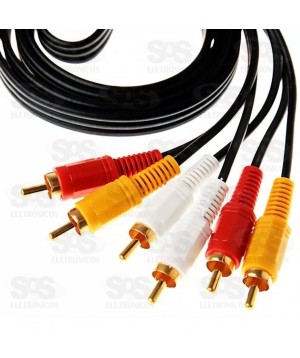 Cabo 3RCA+3RCA Ponta Dourada