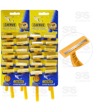Aparelho De Barbear Descartável Com 2 Lâminas Amarelo Cartela Com 24 Unidades